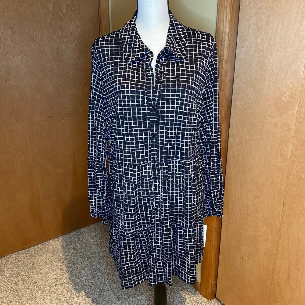 Graphic print button down tunic / dress